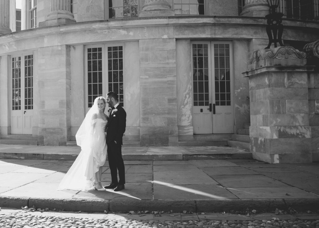 Bride and groom first looks at the Merchant Exchange Building in Philadelphia, PA