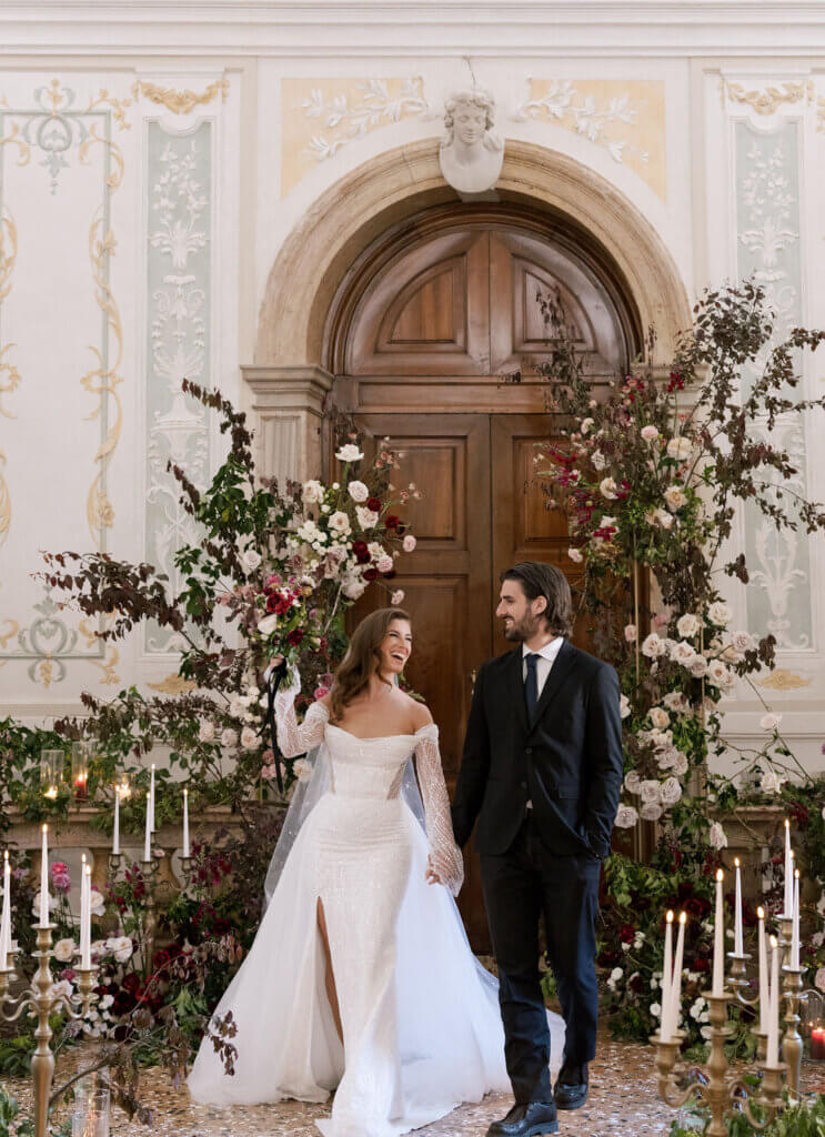 The bride and groom exit the ceremony at their Destination Wedding in Venice, Italy.