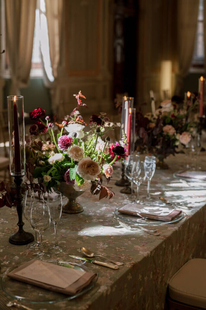 The dramatic and moody florals at an Italy Destination Wedding in Venice.