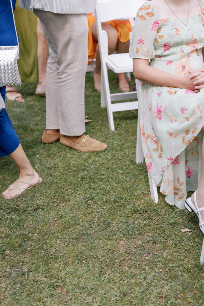 The guests wore soft colors and florals for the wedding at Riverdale Manor in Lancaster, Pennsylvania.