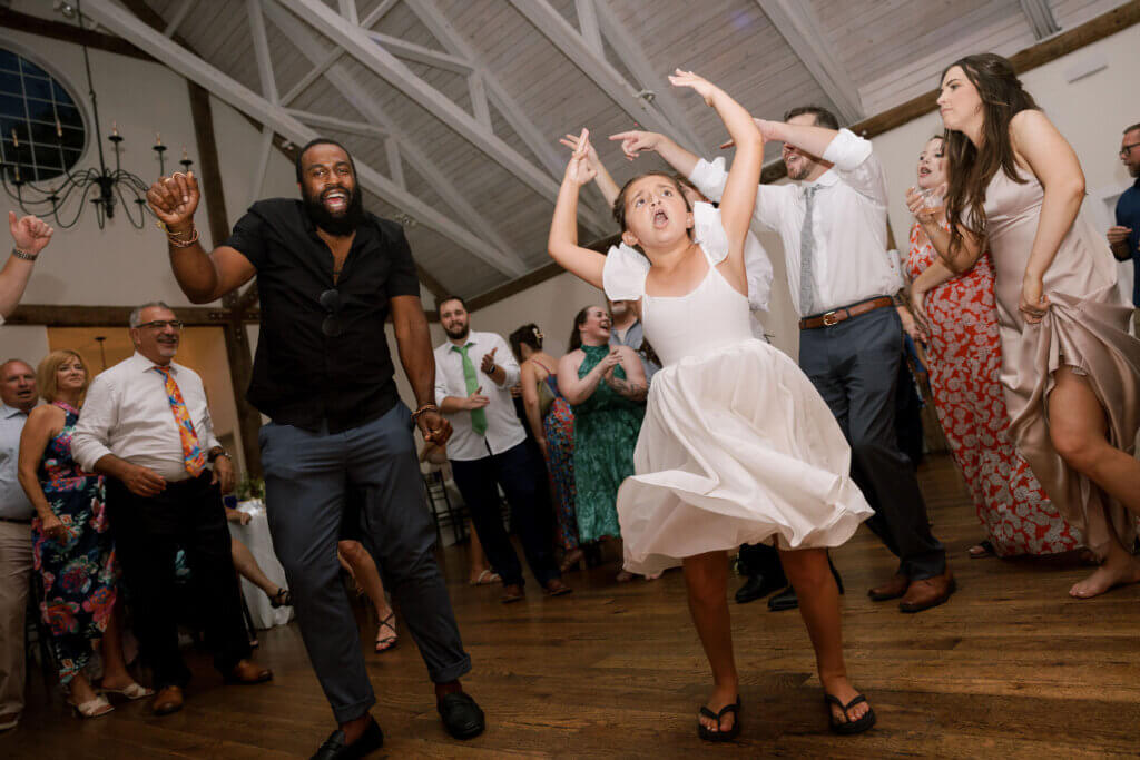 The flower girls dancing the night away at Riverdale Manor in Lancaster, Pennsylvania.