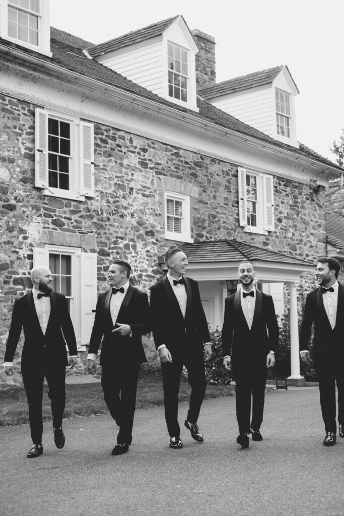 The groomsmen on the grounds at John James Audubon Center.