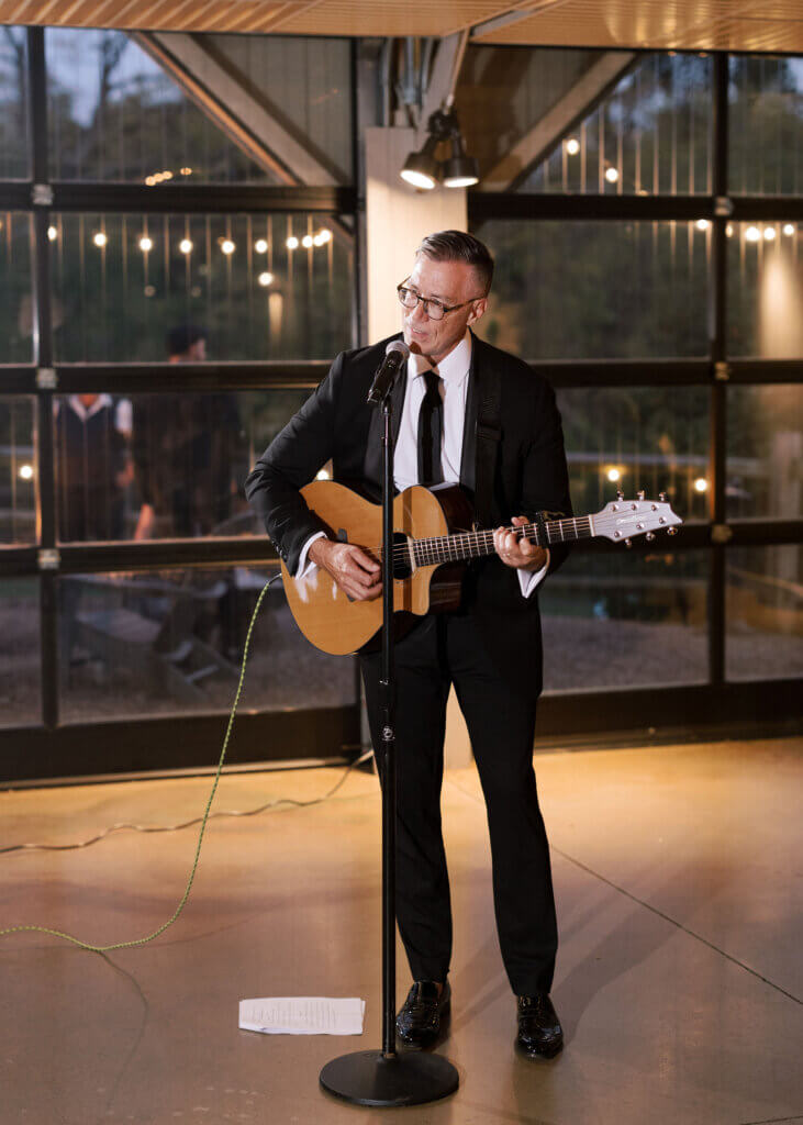 The bride's dad recreated a song they used to sing together as part of his toast at the wedding with Jeffrey Miller Catering.