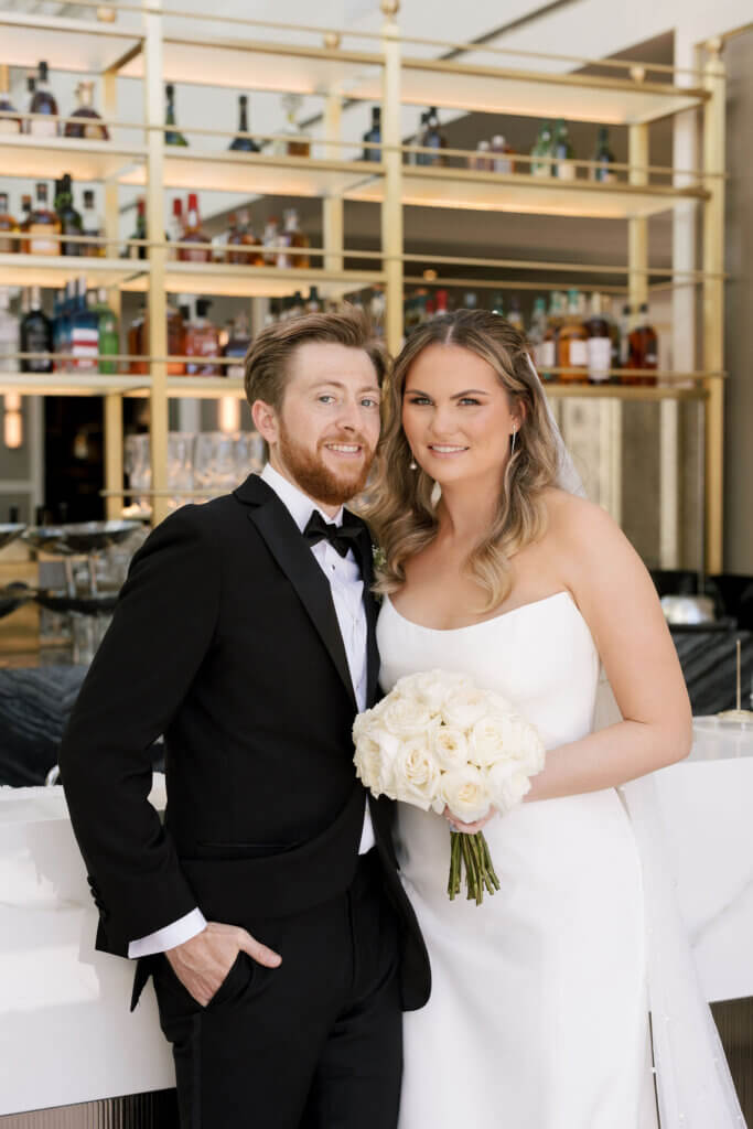 A detail portrait of the bride and groom at the Crystal Tea Room.