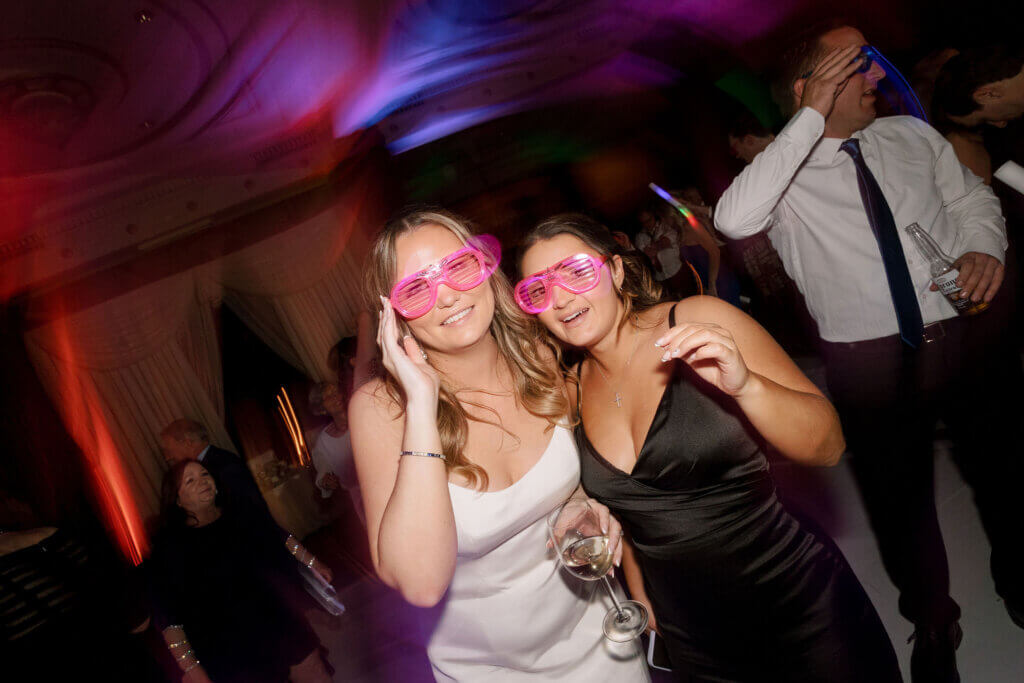 The bride and groom and their guests dance the night away at the Crystal Tea Room by Finley Catering.