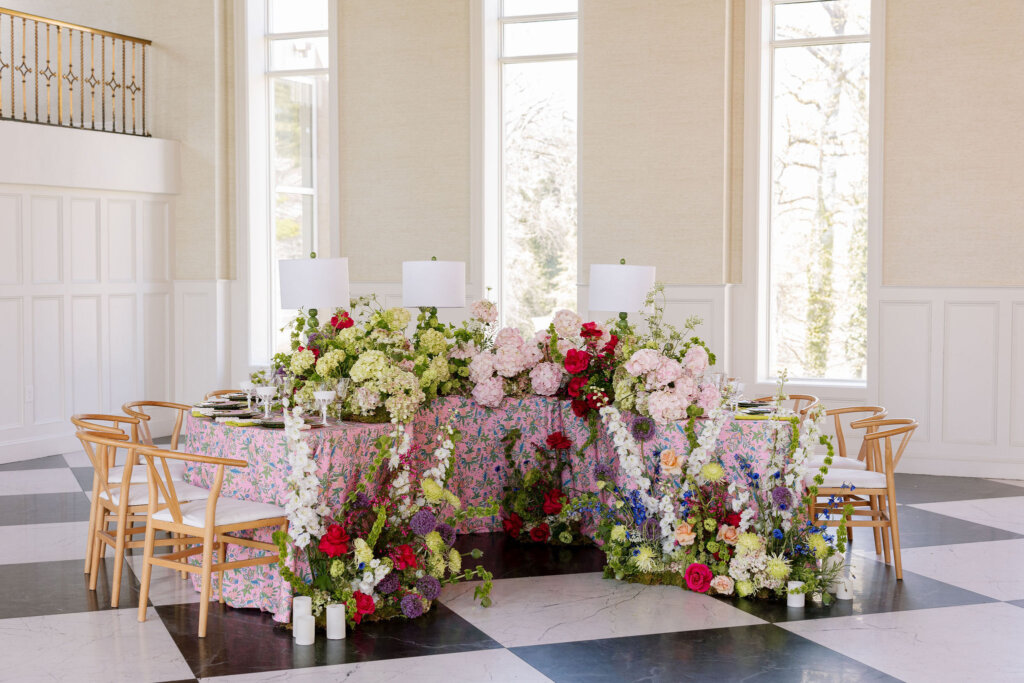 An incredibly colorful and vibrant affair with lush floral decor at Elkins Estate.